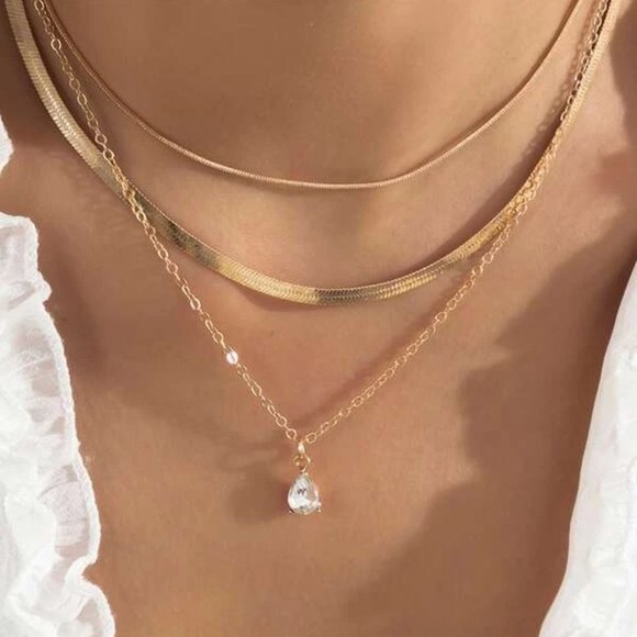 Jewelry - 7/$35 Fold Color Chain Set of 3 Necklaces Snake Necklace
